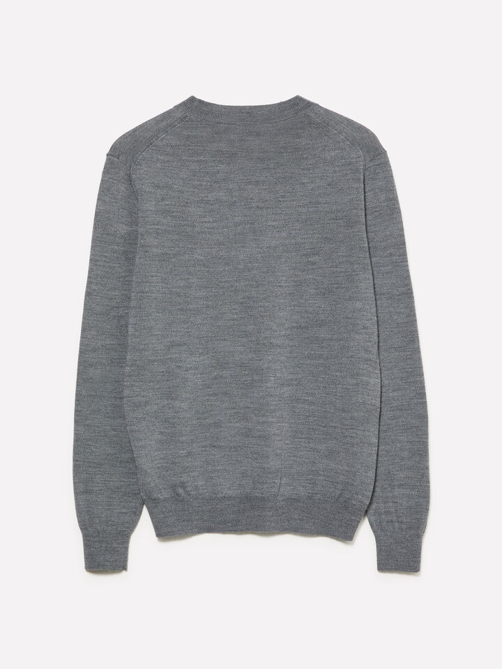 Maglia grigio melange scuro in misto lana - maglie girocollo da uomo - Grigio | Sisley image number 2